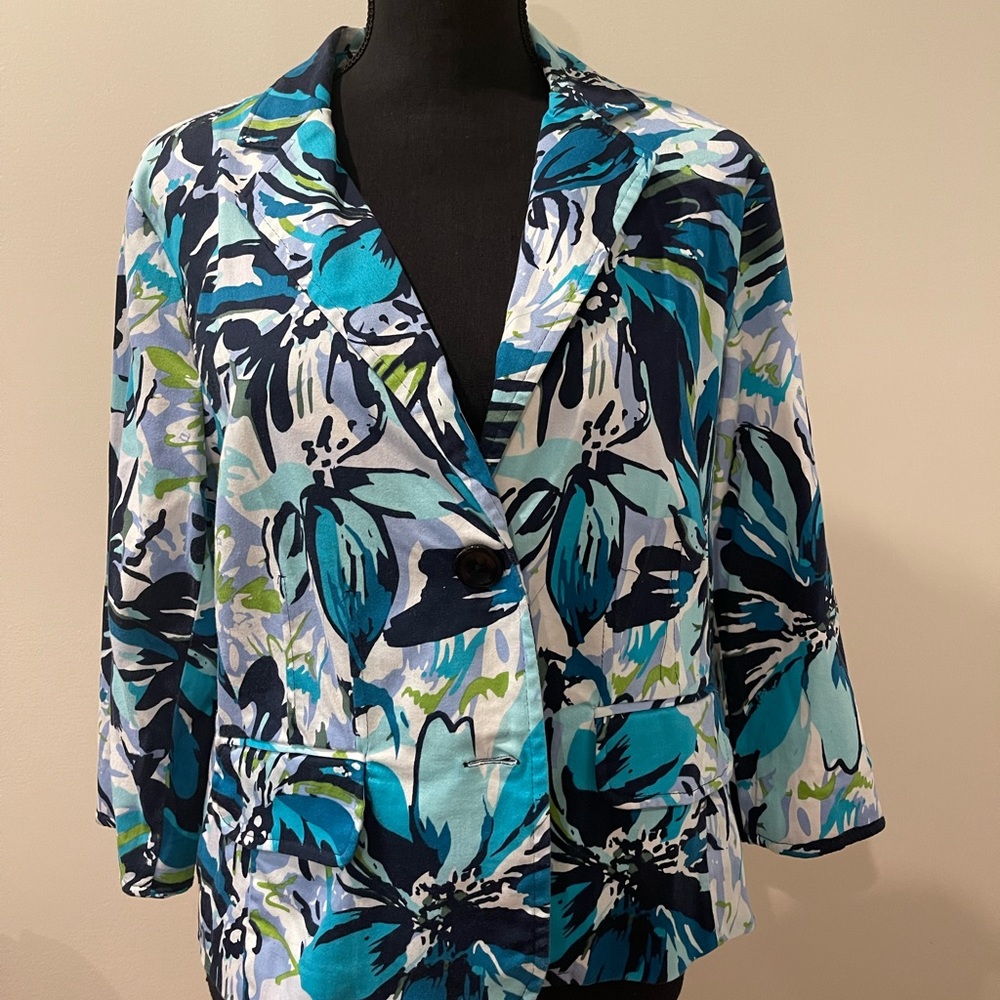 Vintage Notations Floral Print Lightweight Blazer